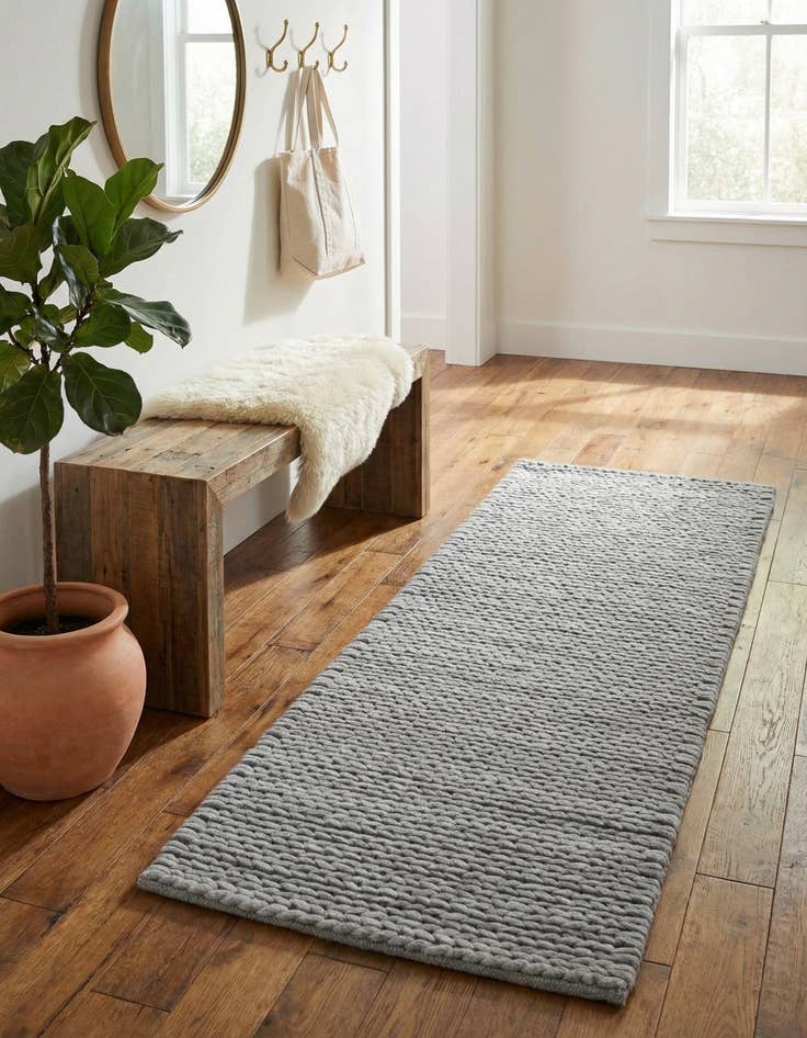 Detail image of 2' x 5' 1  Hand Woven Lana New Zealand Wool Runner Rug