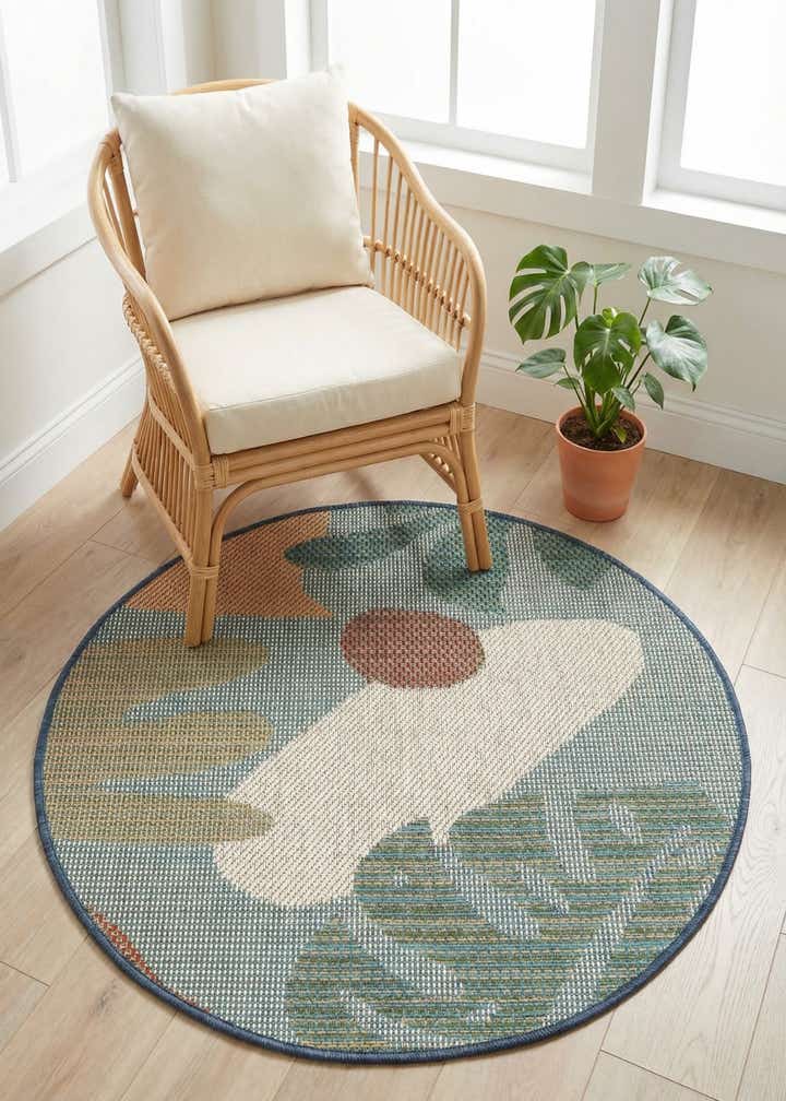 3' 3 x 3' 3 Easy-Clean Baja Indoor / Outdoor Round Rug