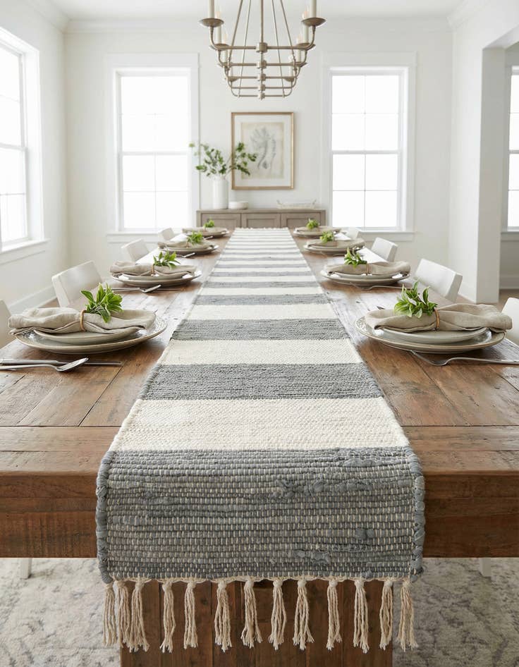 Detail image of  1' 2 x 10'  Hand Woven Chindi Rag Table Runner Rug