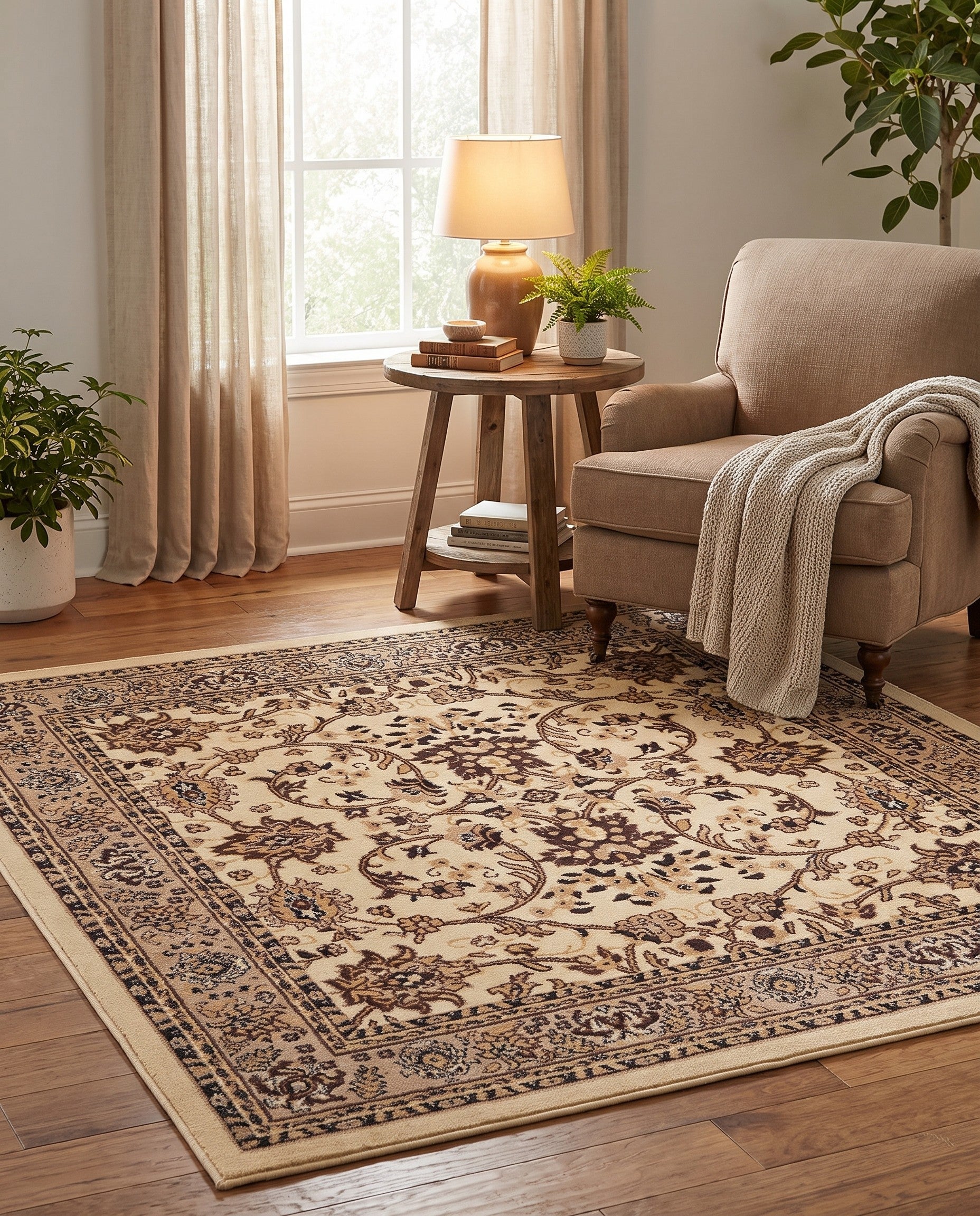 6' x 6' Kashan Design Square Rug