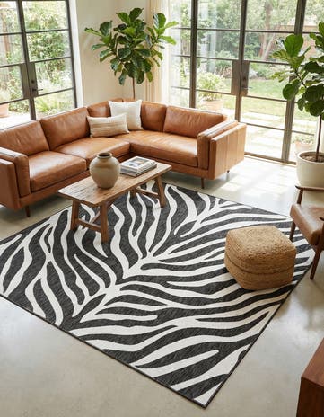 White Easy-Clean Safari Indoor / Outdoor Square Rug