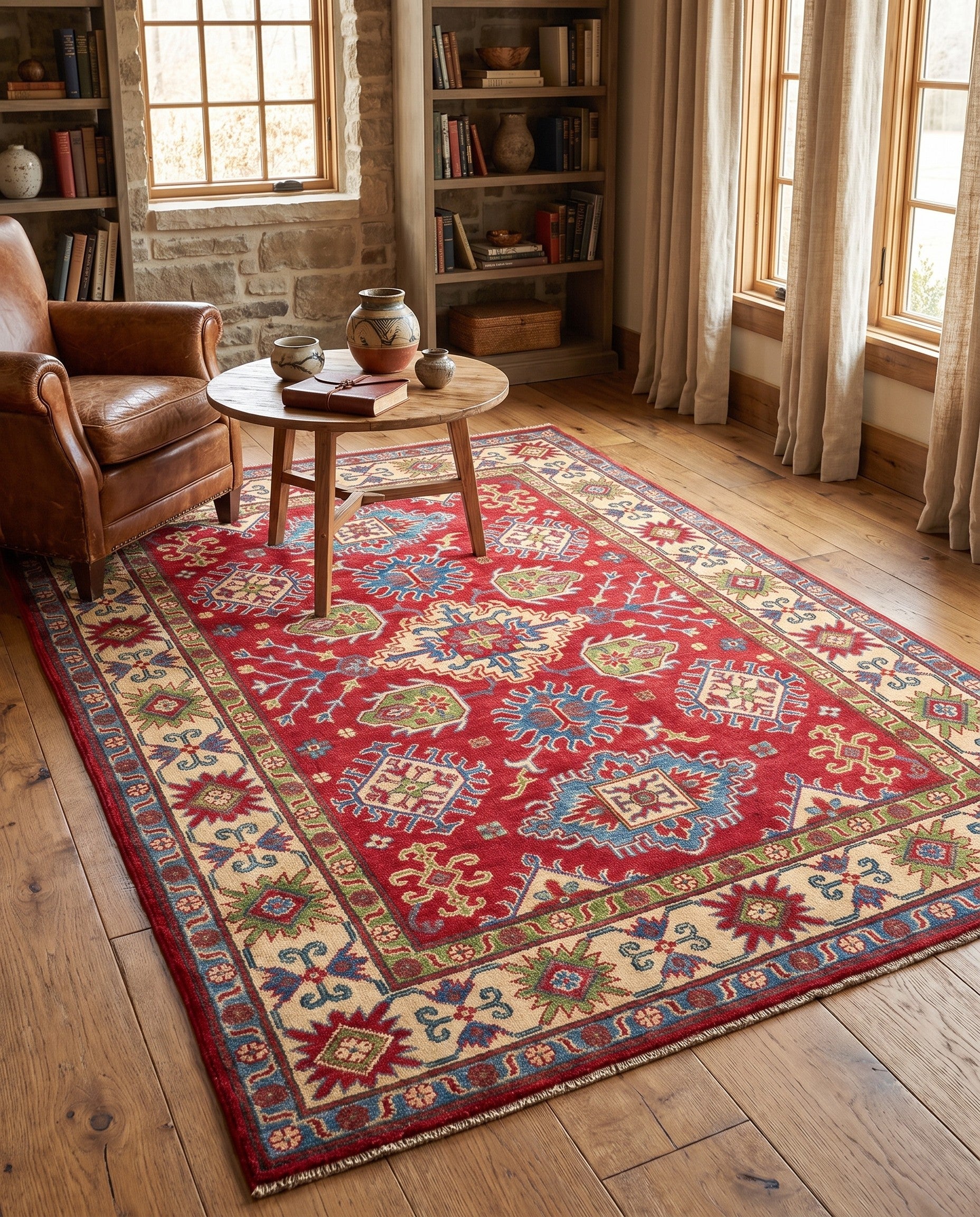Detail image 3 of 10: 4' 11 x 6' 9 Hand Knotted Kazak Rug