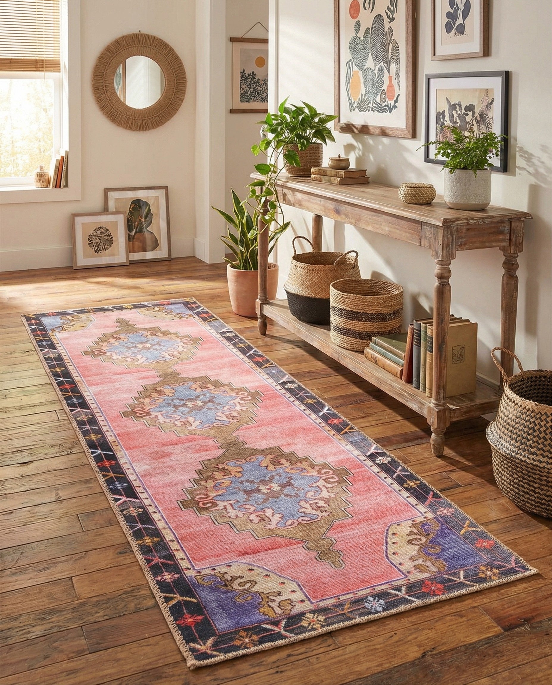 2' x 6' Washable Timeless Runner Rug