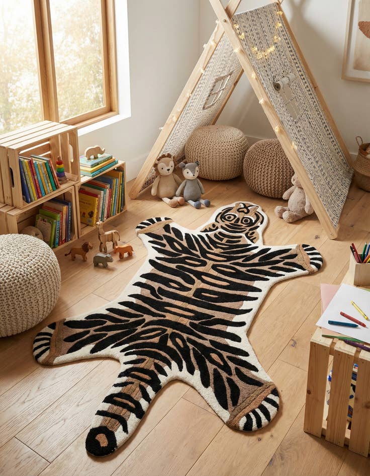 Detail image of 3' 1 x 5' 3 Playtime Kids Wool Freeform Rug