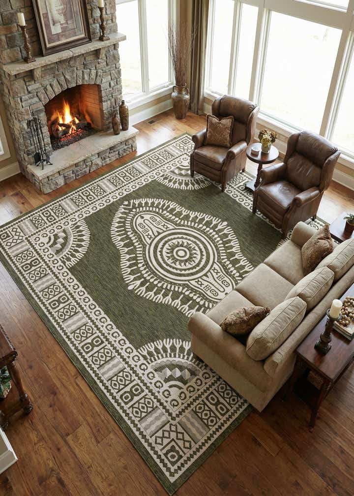 13' x 13' Easy-Clean Traditional Indoor / Outdoor Square Rug