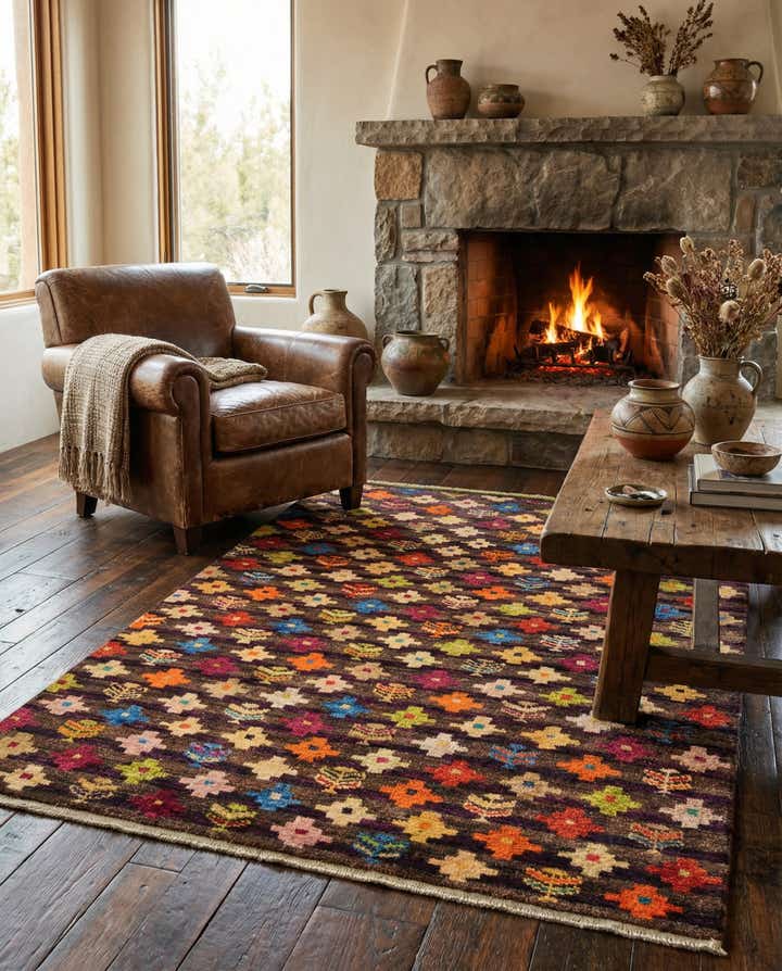 4' 6 x 6' 3 Hand Knotted Balouch Wool Rug