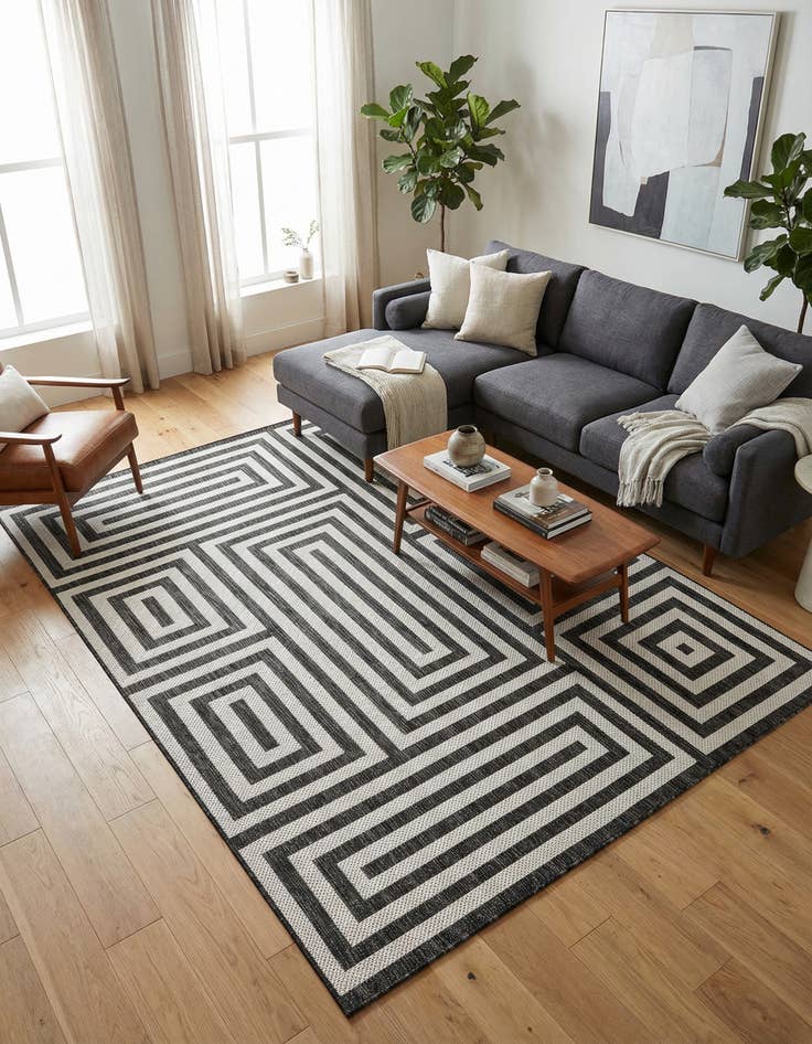 Detail image of  6' x 9'  Washable Modern Indoor / Outdoor Rug