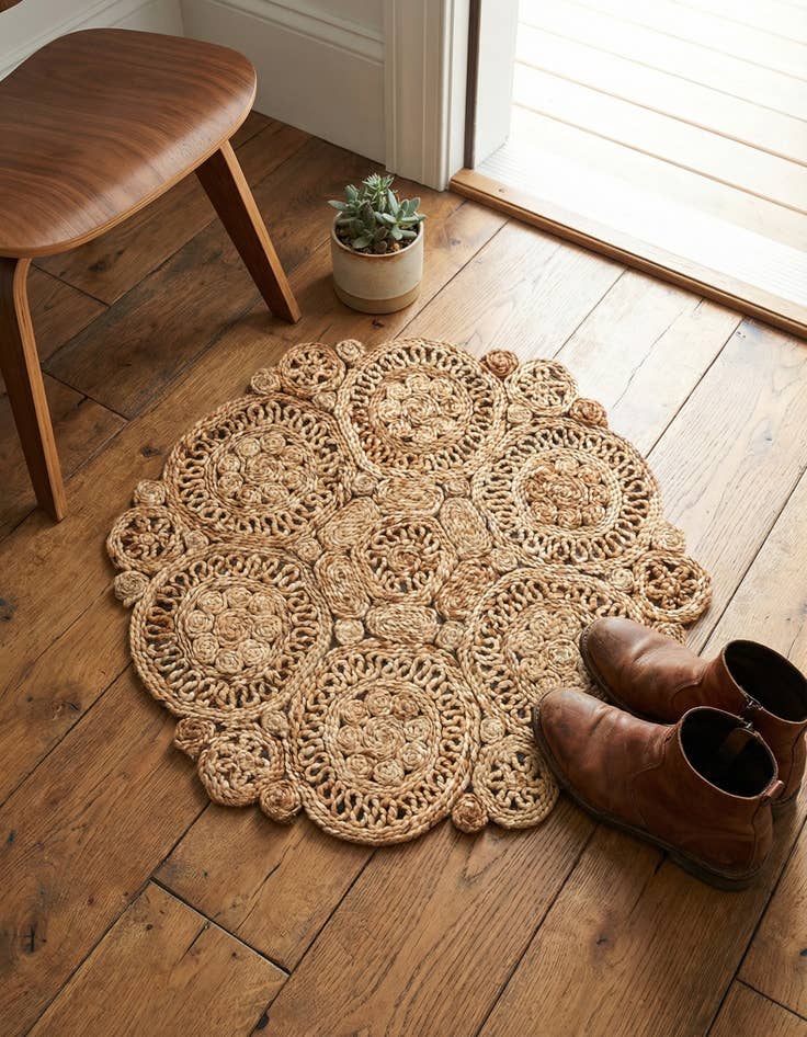 Detail image of 2' x 2'  Hand Braided Jute Round Rug