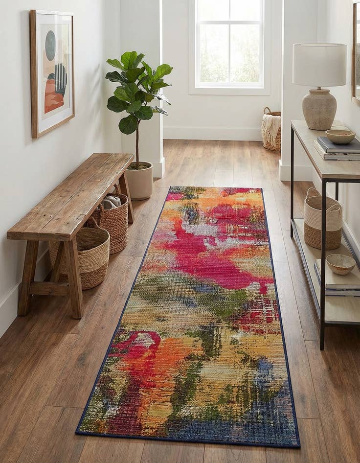 Detail image of 2' x 6' Easy-Clean Modern Indoor / Outdoor Runner Rug