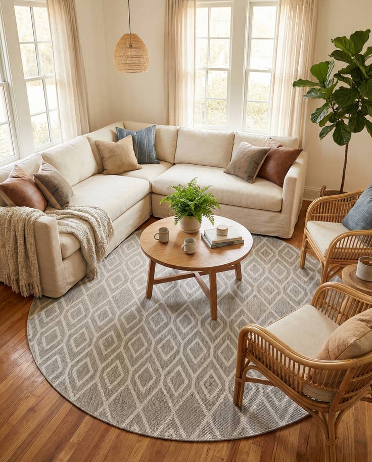 Detail image of 7' x 7' Easy-Clean Jill Zarin Turks and Caicos Indoor / Outdoor Round Rug