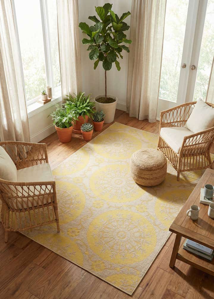 7' x 10' Easy-Clean Botanical Indoor / Outdoor Rug
