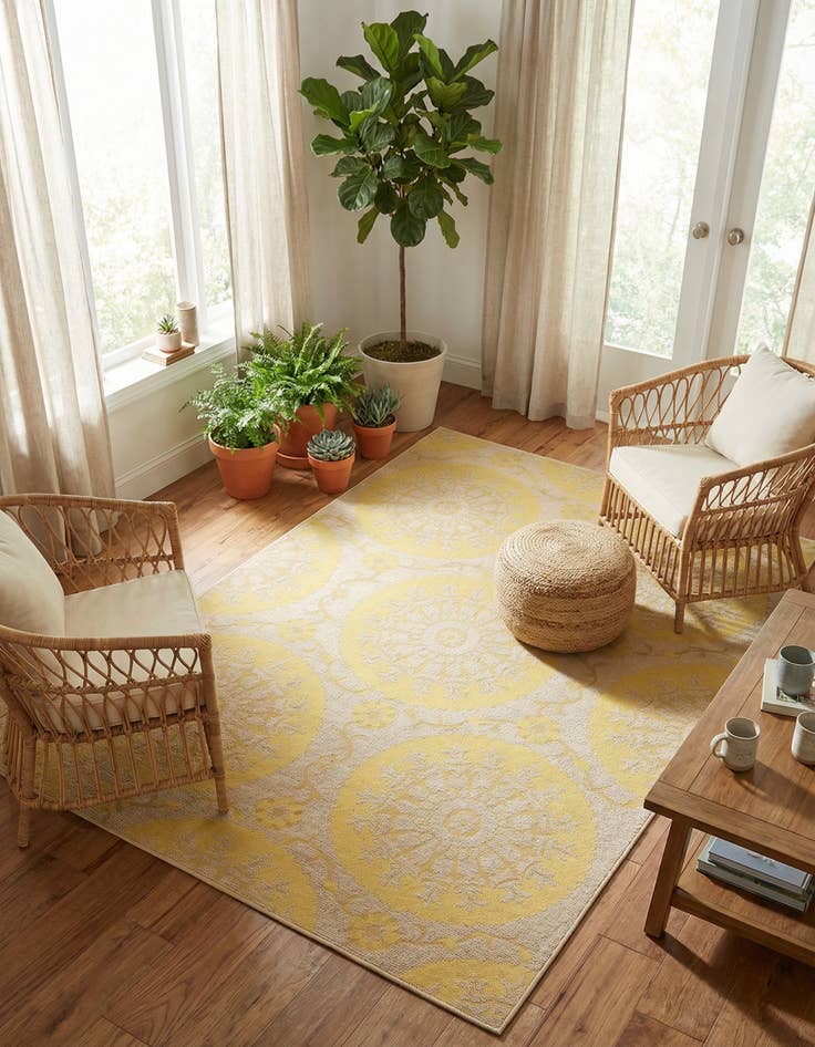 Detail image of 7' x 10' Easy-Clean Botanical Indoor / Outdoor Rug