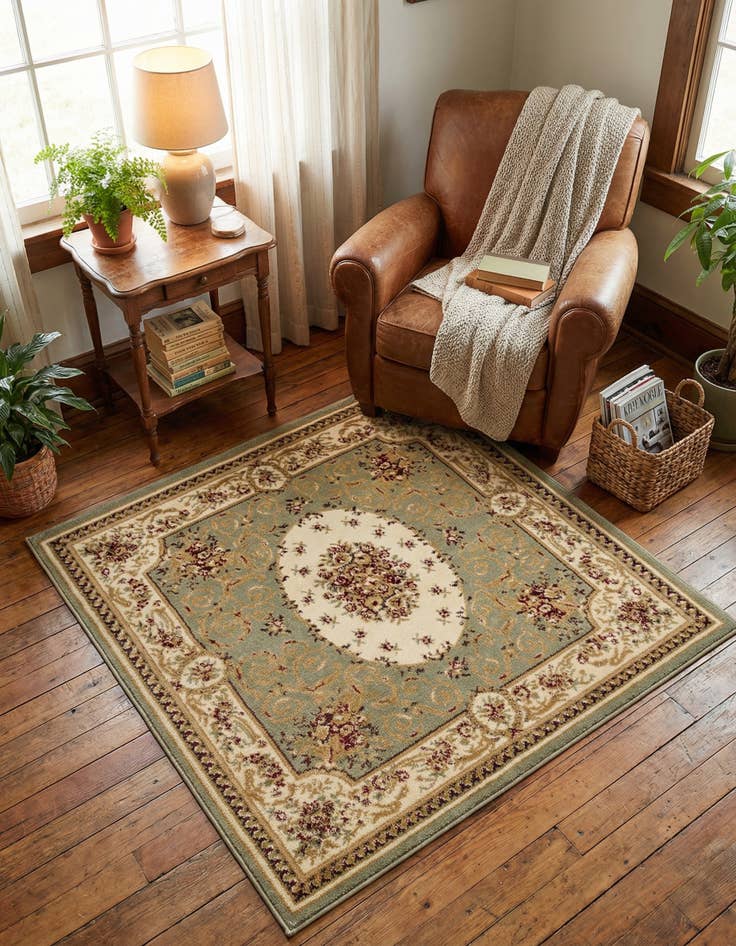 Detail image of 4' x 4' Classic Aubusson Square Rug