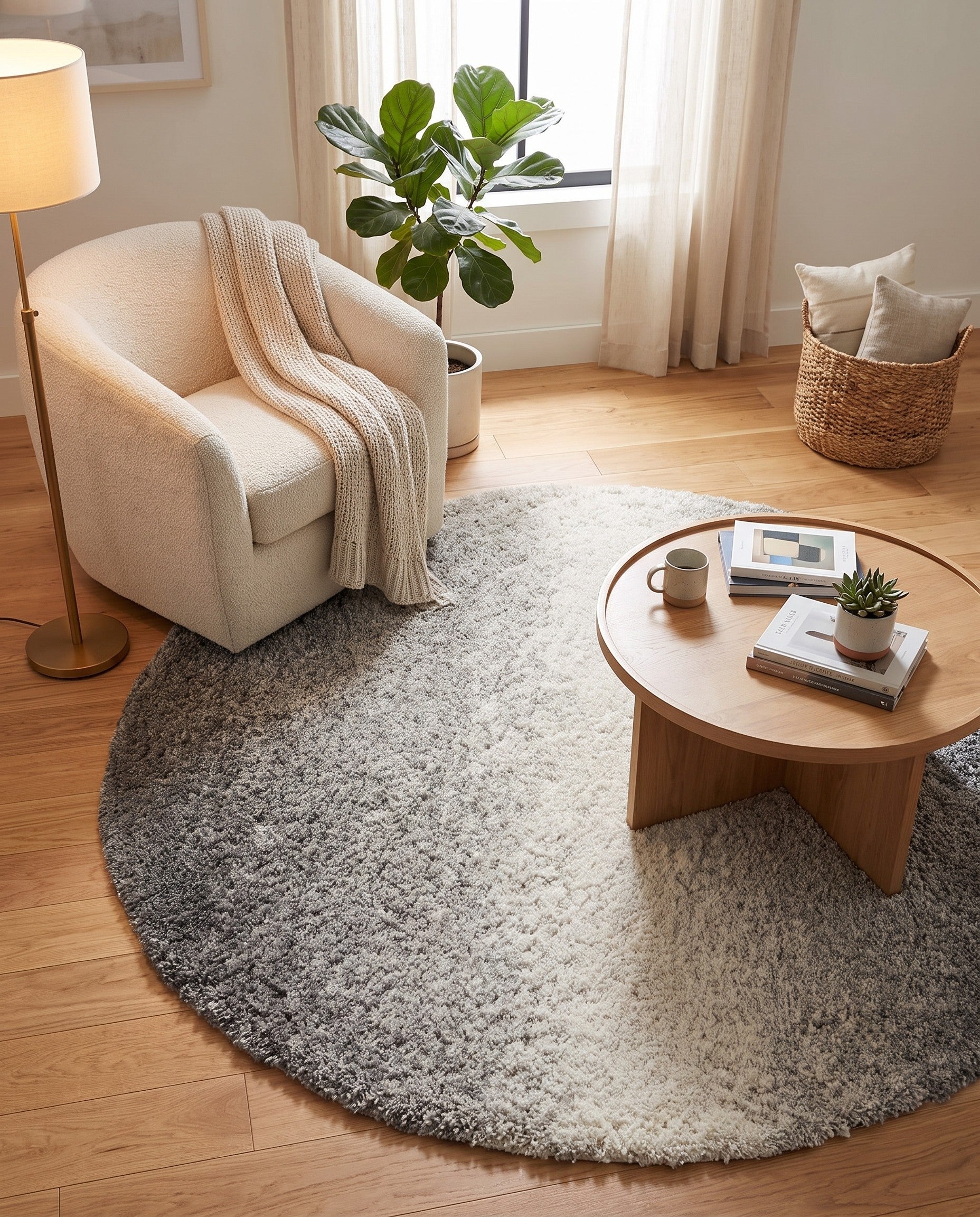 5' 3 x 5' 3 Soft Touch Shag Round Rug
