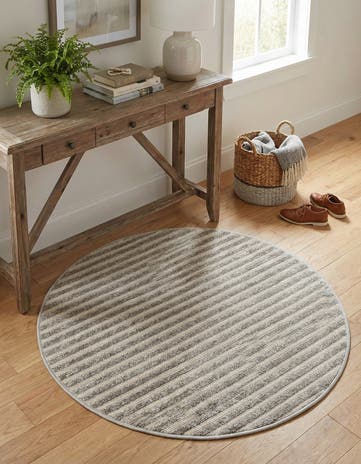 Gray Easy-Clean Sabrina Soto Indoor / Outdoor Round Rug