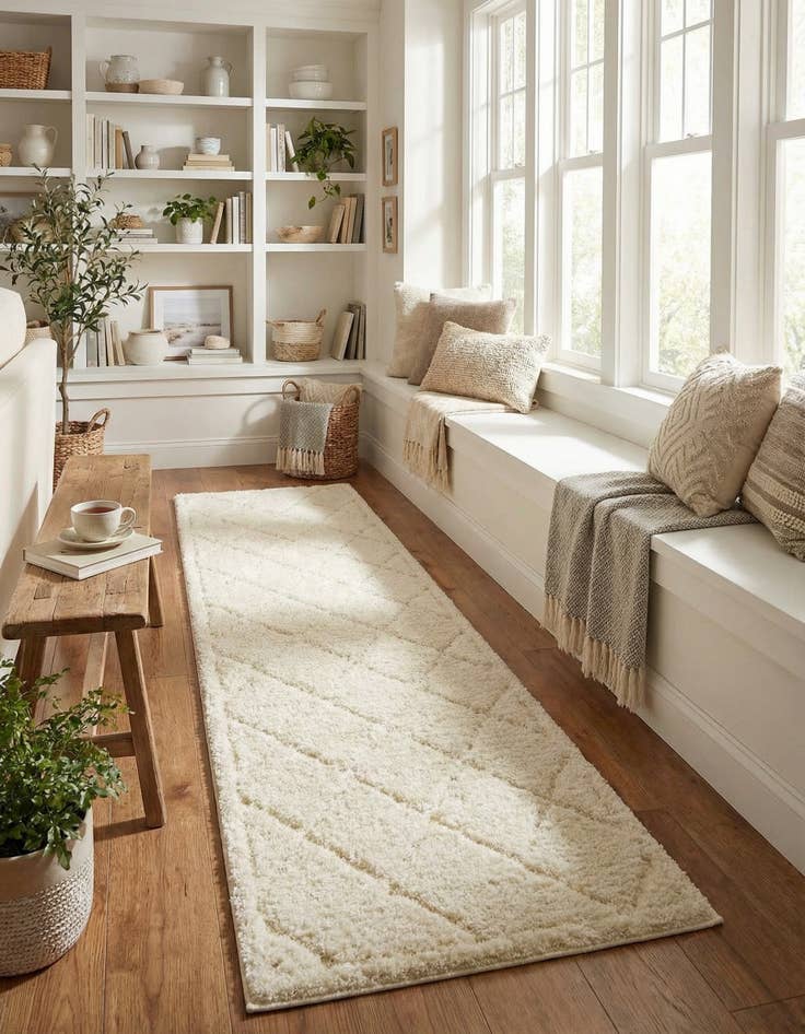 Detail image of 2' 7 x 10' Trellis Shag Runner Rug