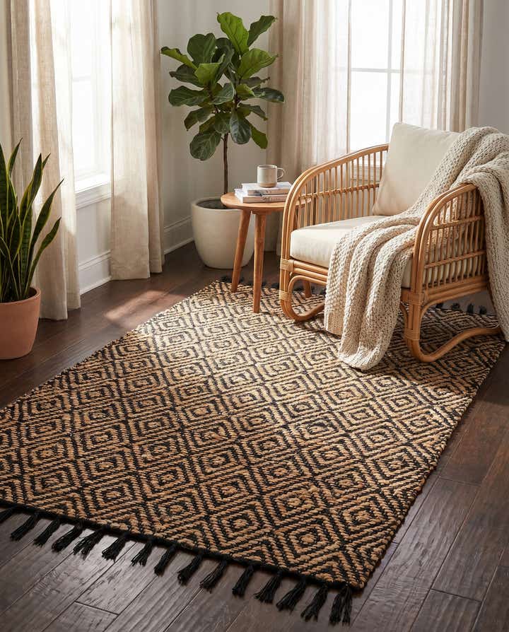 3' 3 x 5' 1 Hand Woven Braided Jute Rug