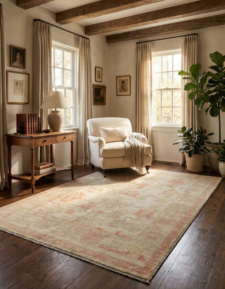 Detail image of 5' 2 x 7' 4 Hand Knotted Oushak Wool Rug