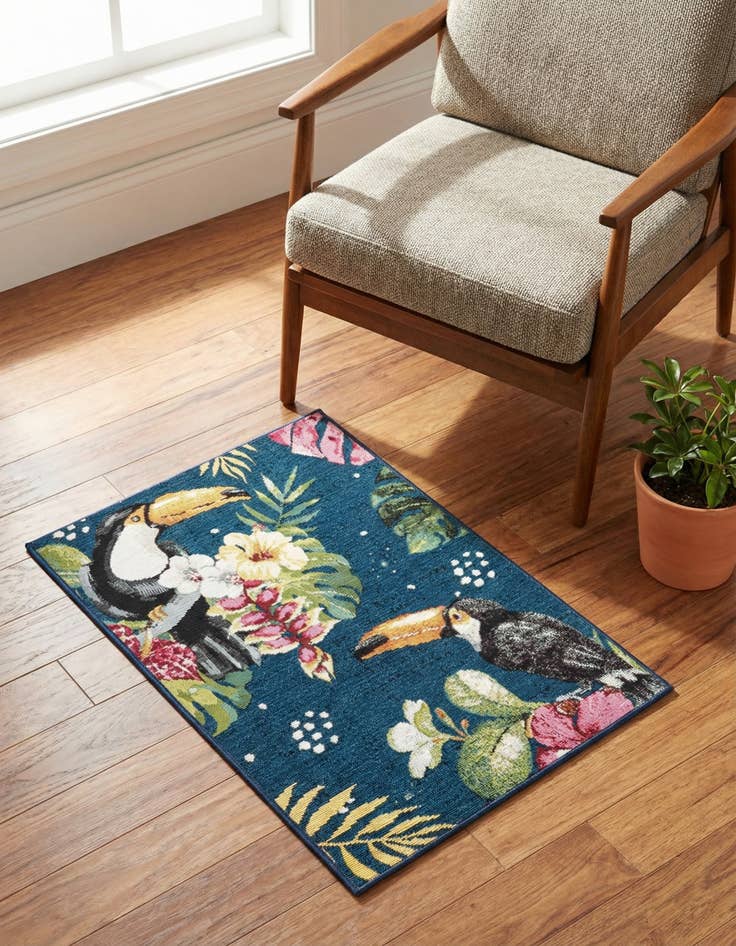 Detail image of 2' x 3'  Washable Botanical Indoor / Outdoor Rug