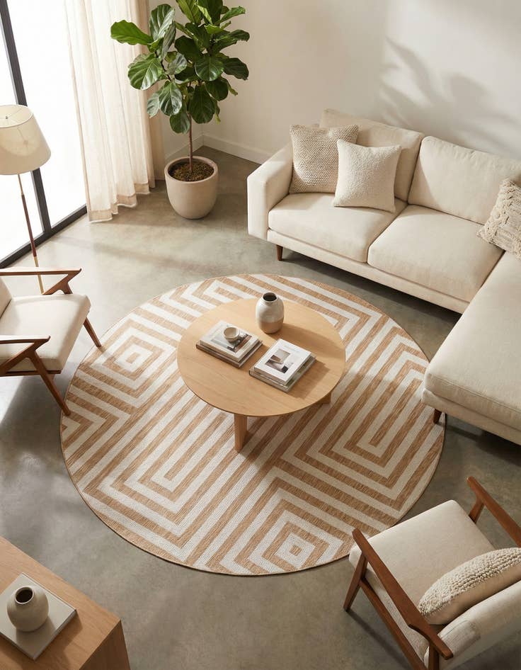 Detail image of  10' x 10'  Washable Modern Indoor / Outdoor Round Rug