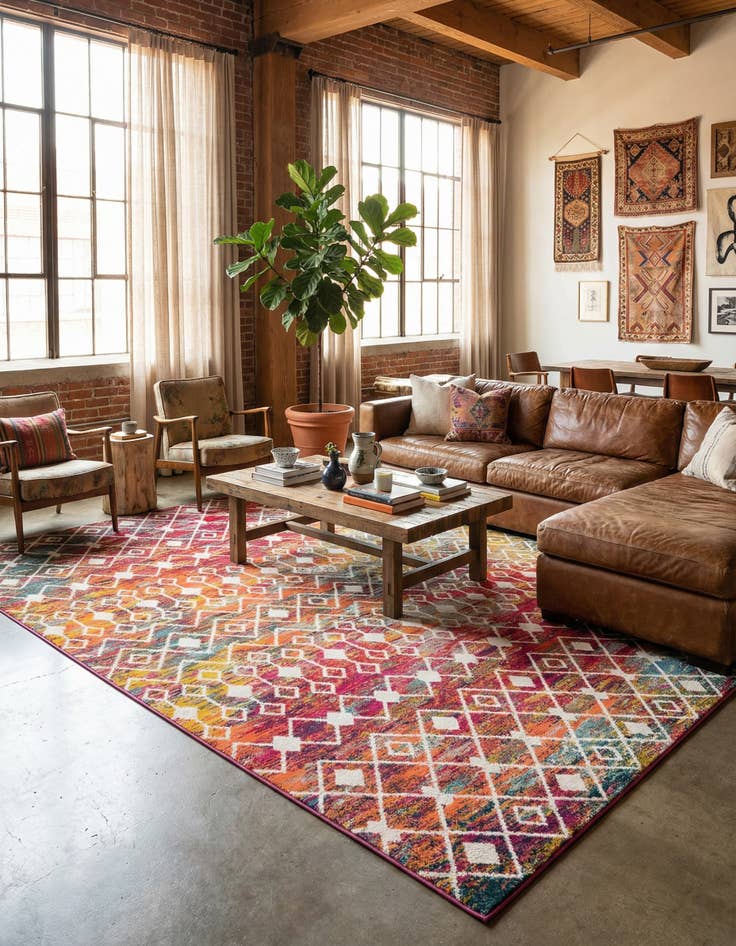 Detail image of 10' 8 x 14' Moroccan Trellis Rug