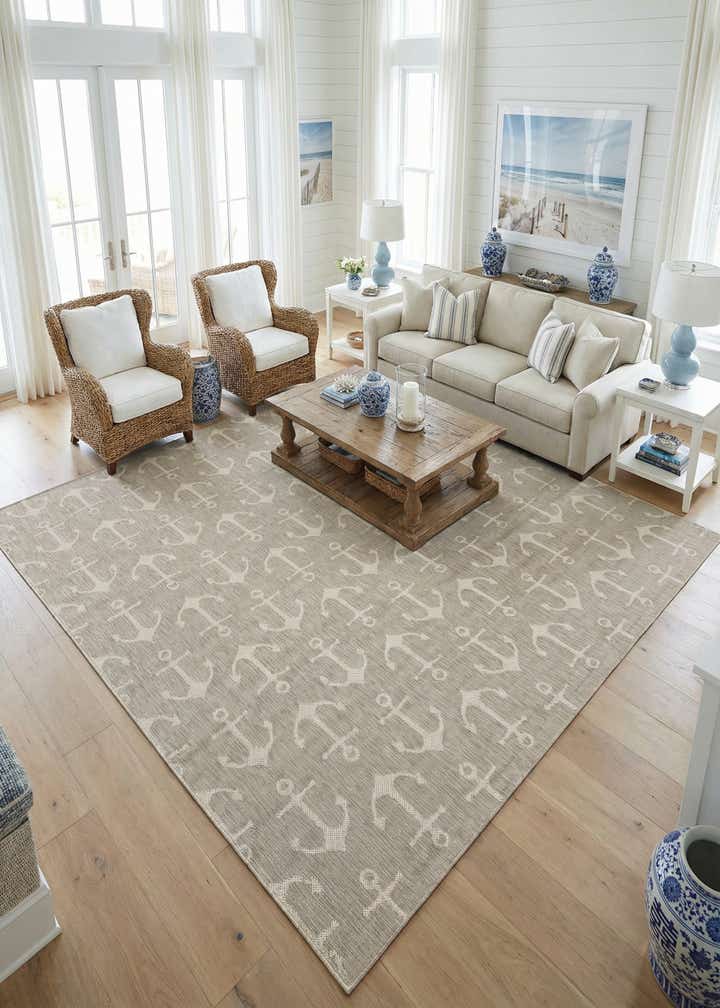 13' x 13' Easy-Clean Coastal Indoor / Outdoor Square Rug
