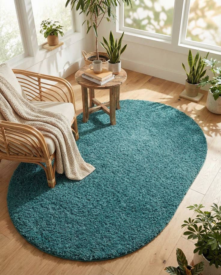 Detail image of 4' x 6' Solid Shag Oval Rug