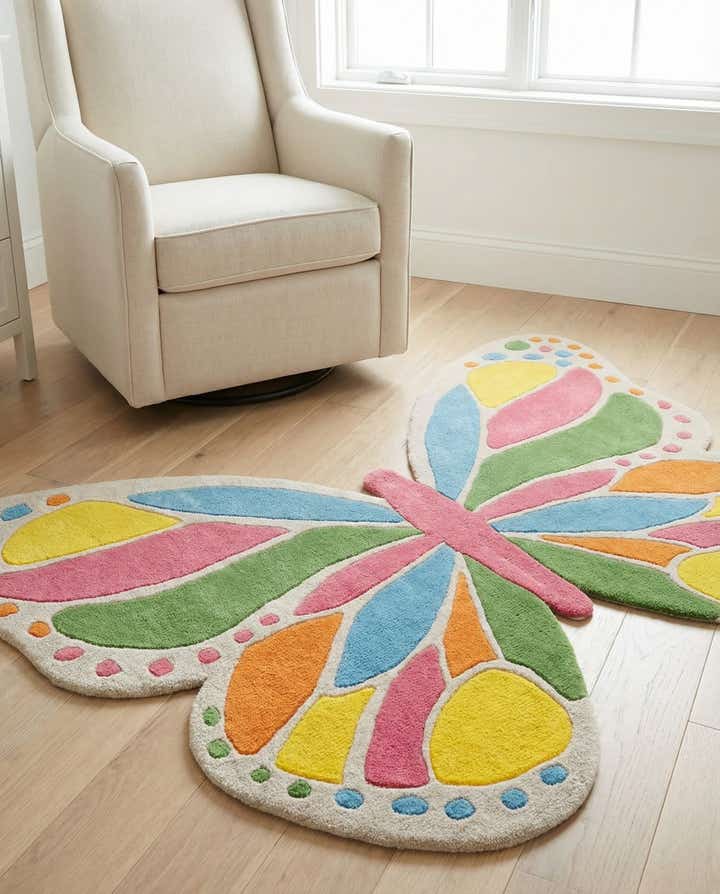 3' 6 x 5' 3 Happy Rugs Butterfly Wool