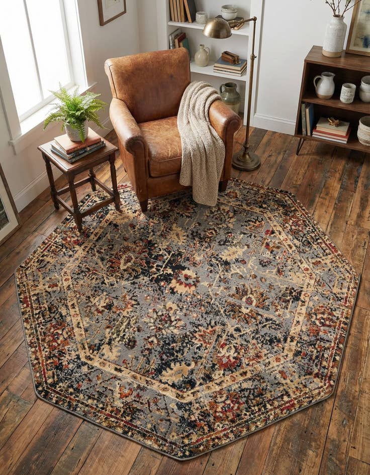 Detail image of 5' 3 x 5' 3 Saturn Octagon Rug