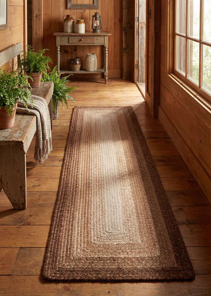 2' x 6' 1 Handmade Hand Braided Wool Runner Rug