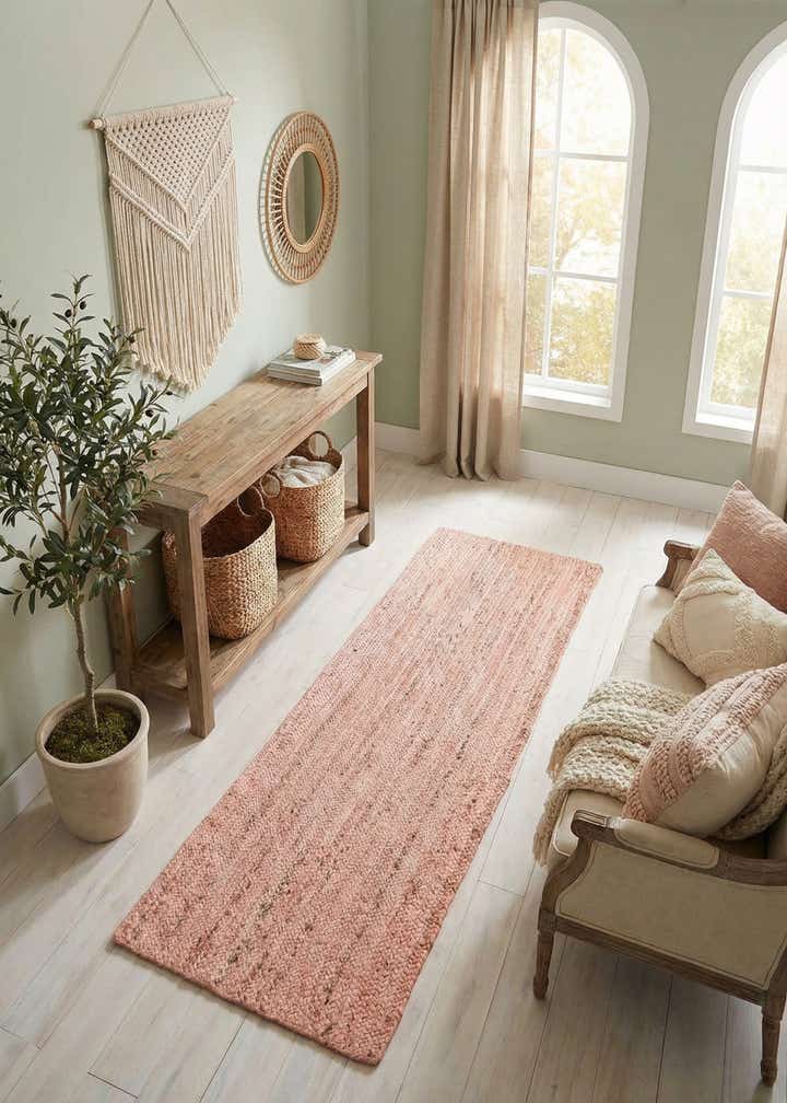 2' 6 x 6' 1 Handmade Braided Jute Runner Rug