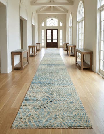 4' 3 x 19' 2 Hand Knotted Moroccan Wool Runner Rug