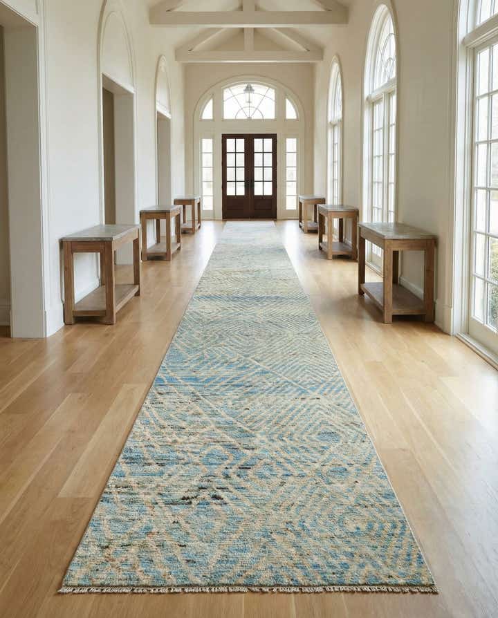 4' 3 x 19' 2 Hand Knotted Moroccan Wool Runner Rug