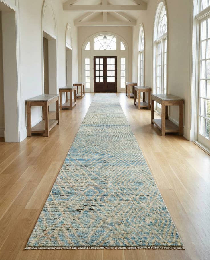 Detail image of 4' 3 x 19' 2 Hand Knotted Moroccan Wool Runner Rug