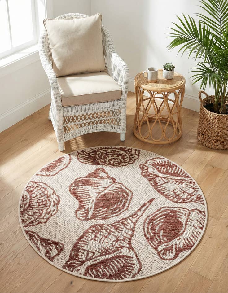 Detail image of 3' x 3' Washable Coastal Indoor / Outdoor Round Rug