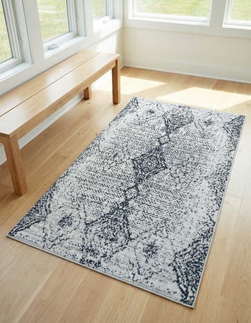 Black and White Kamala Washable Rug