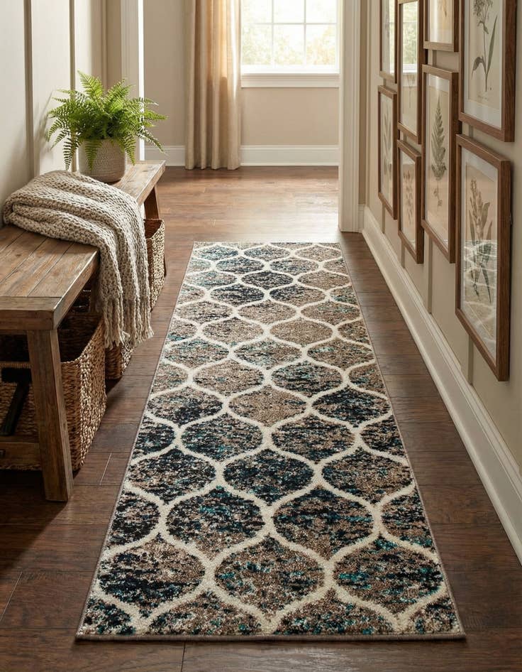 Detail image of 2' x 6' Lattice Frieze Runner Rug