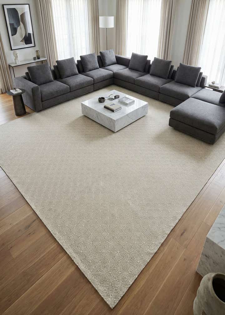 12' x 12' Hand Woven Geo Trellis Flatweave Square Rug