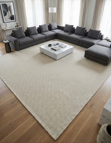 12' x 12' Hand Woven Geo Trellis Flatweave Square Rug