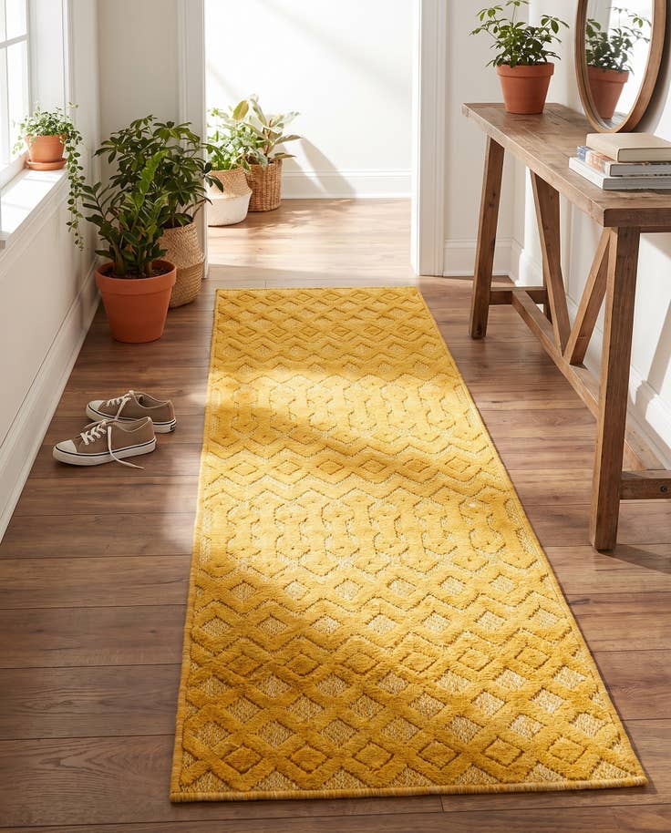 Detail image of 2' x 6' Easy-Clean Trellis Textured Indoor / Outdoor Runner Rug