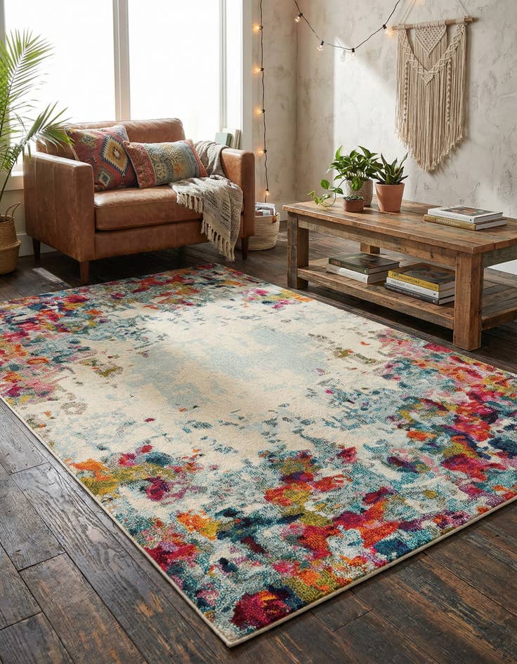 Detail image of 5' x 8'  Washable Spectrum Rug