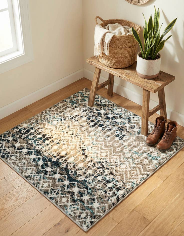 Detail image of 3' x 3' Moroccan Trellis Square Rug