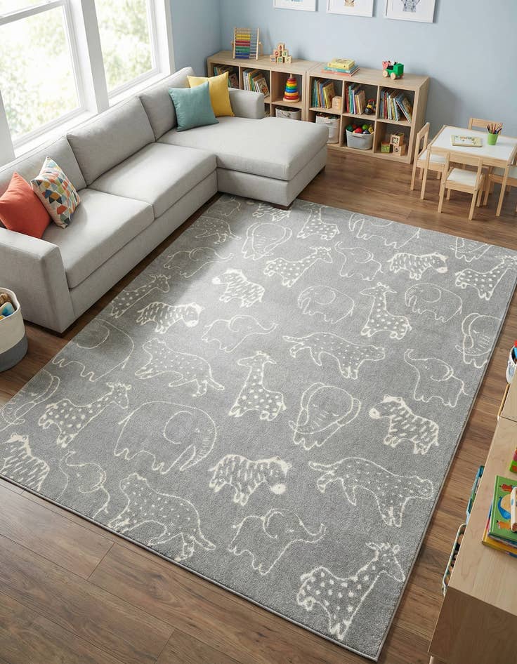 Detail image of 7' 10 x 10' Animals Whimsy Kids Rug