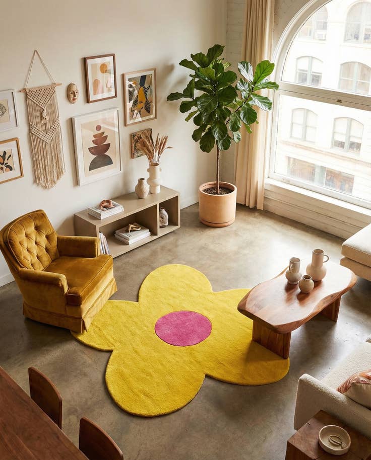 Detail image of 5' 1 x 5' 1 Happy Rugs Funky Flower Wool Round