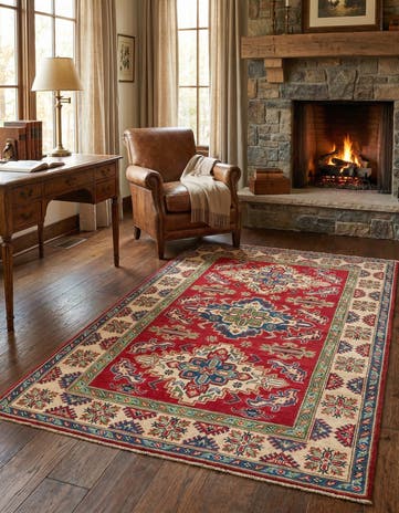 3' 10 x 6' 1 Hand Knotted Kazak Rug