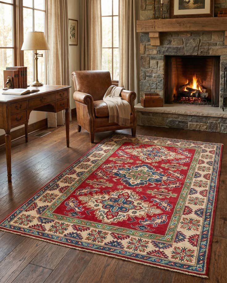 Detail image of 3' 10 x 6' 1 Hand Knotted Kazak Rug