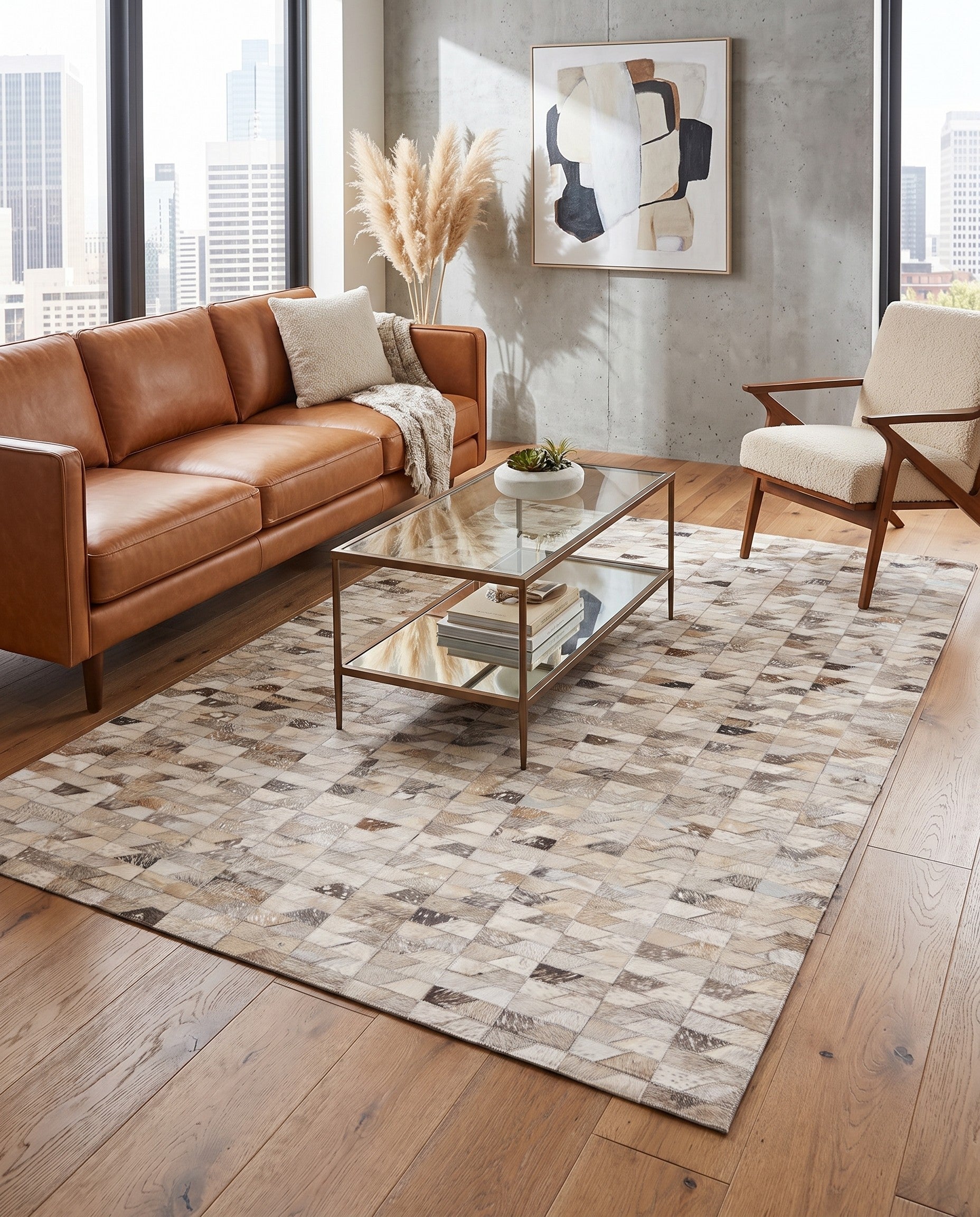 4' 8 x 6' 7 Cowhide Rug