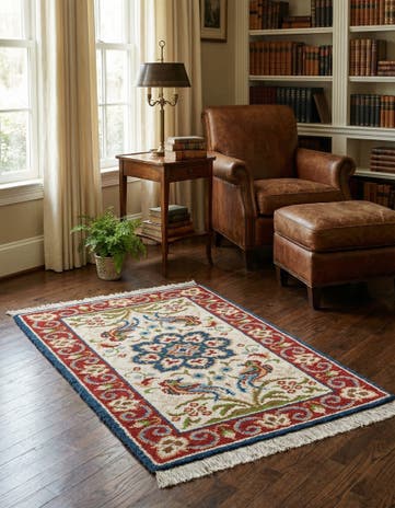 2' 10 x 4' 10 Hand Knotted Jaipur Agra Wool Rug