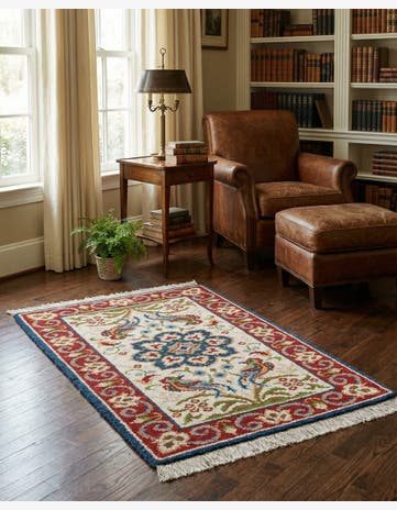 2' 10 x 4' 10 Hand Knotted Jaipur Agra Wool Rug