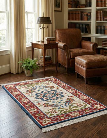 2' 10 x 4' 10 Hand Knotted Jaipur Agra Wool Rug